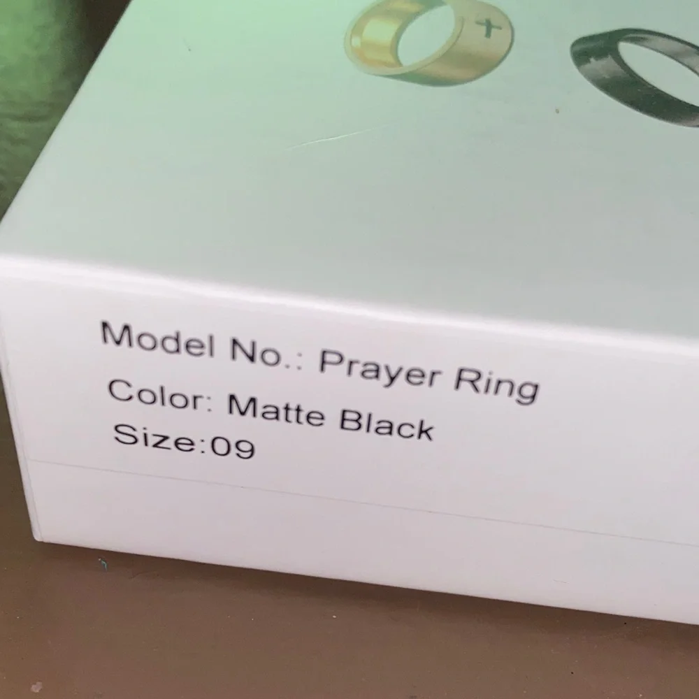 CONFIDEIN Smart Prayer Ring Matte Black Size 9 NWT